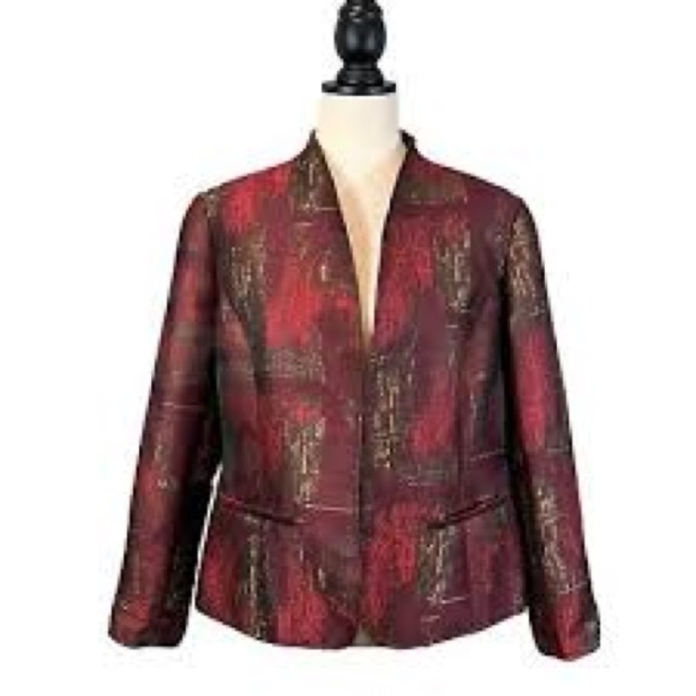 Coldwater Creek Red Blazer with Tailored Fit and V-Neckline Size PXL Career